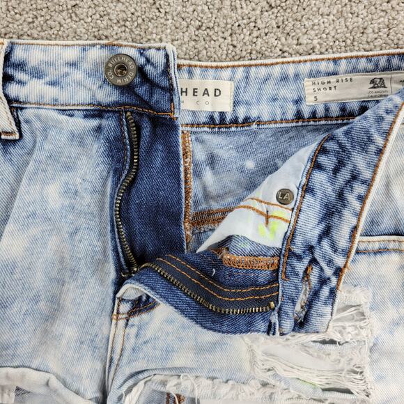 Bullhead Womens High Rise Shorts 5 Blue Light Wash Denim Distressed Hot Pants - Picture 3 of 12